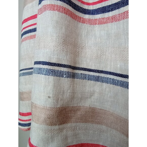 Hinge Women Dress Beige Striped 100% Linen Sleeveless Mini Waist Drawstring Sz 1 - Picture 7 of 11